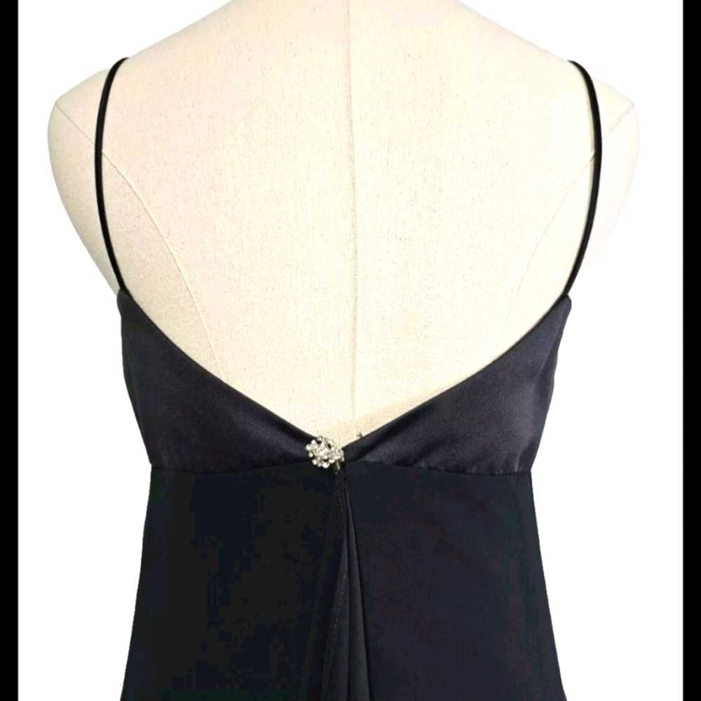 Alfred Angelo Sz 8 Black Satin Formal Evening Party Cocktail Elegant Maxi Dress - Picture 3 of 13